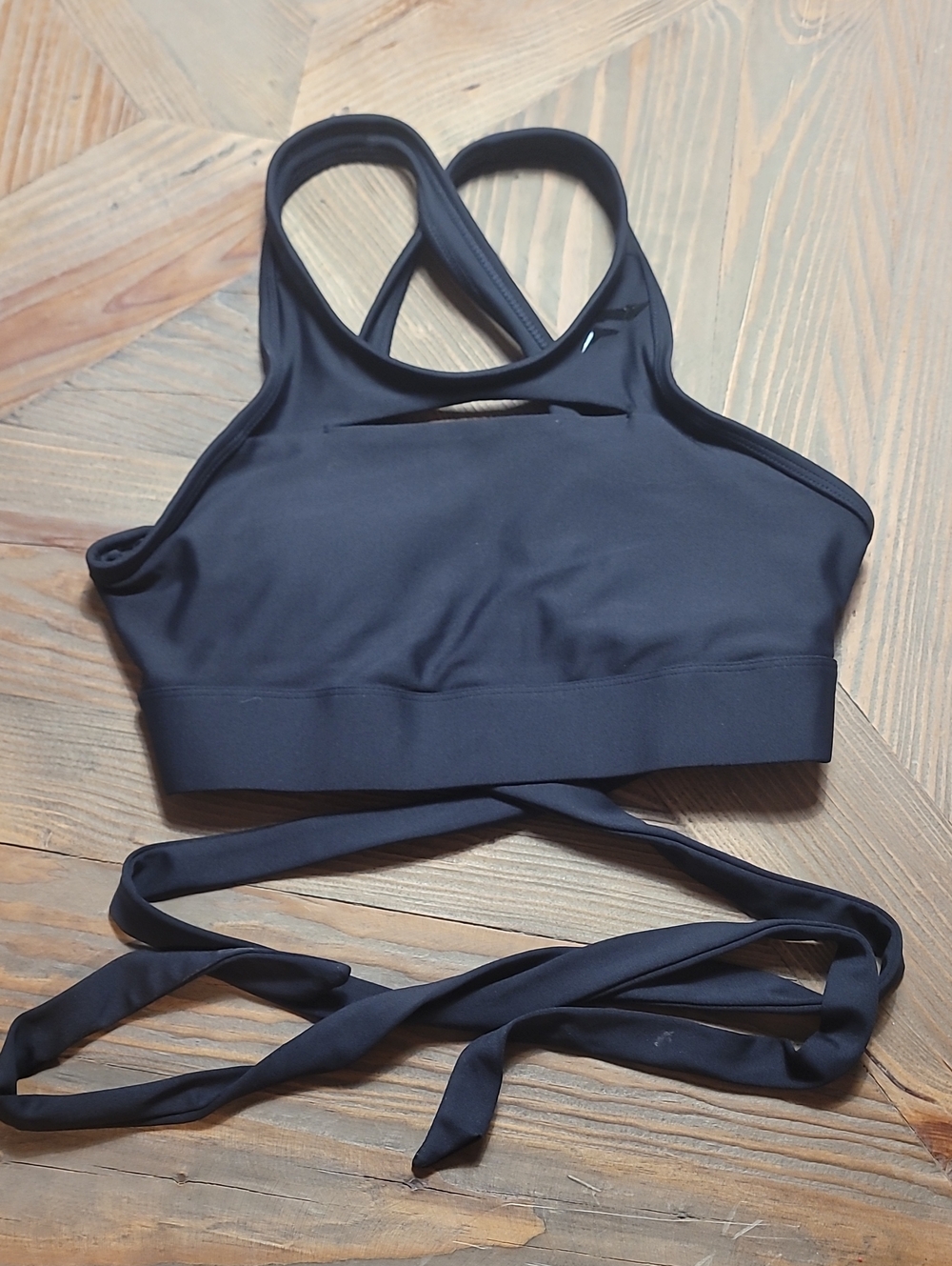 flag nor fail Black Crossback Wrap Sports Bra